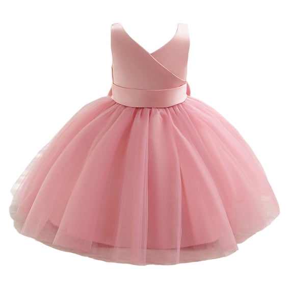 RMGVDSD Baby Girls Dress Birthday Princess Tutu Dresses Sleeveless V Neck Party Dress For Toddler Girls Casual Party Photoshoot Outfit 6-12 Months