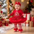 thumbnail image 1 of RMGVDSD Baby Girls First Christmas Outfit Romper Tutu Dress Sequin Xmas Skirt with Headband Leg Warmer 3Pcs Xmas Clothes, 1 of 3