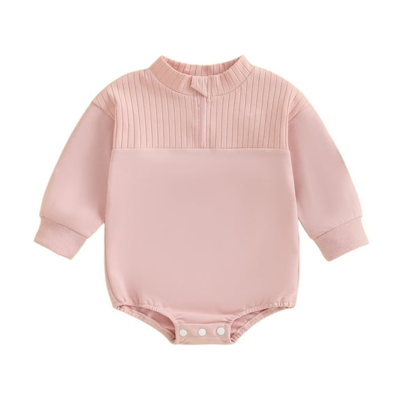 RMGVDSD Baby Girls Long Sleeve Sweatshirt Romper Bubble Onesie Bodysuit Solid Color Zip Up Romper Soft Onesie Fall Baby Girl Clothes Outfit Dailywear Comfort Sport Wear 0-3 Months