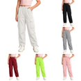 thumbnail image 1 of RMGVDSD Back to School Pants for Girls Cargo Pants Elastic Waist Straight Leg Casual Trousers Trendy School Bottoms Outdoor Daily Wear 13-14 Years, 1 of 5
