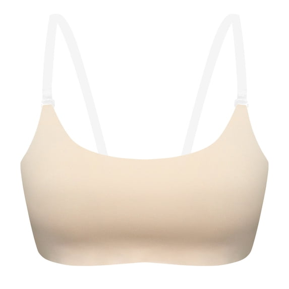 RMGVDSD Backless Bras for Women Wireless Non- Bandeau Bra Seamless Bralette With Clear Straps Tube Top Low Cut Padded Bralettes Ladies T-Shirt Bras