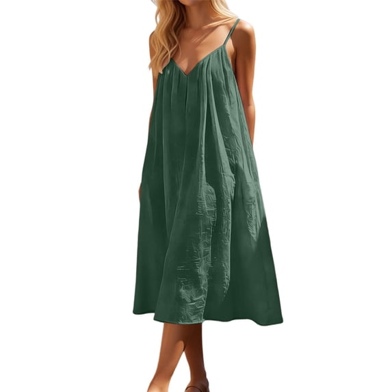 RMGVDSD Backless Cami Dress For Women 2026 Summer Sleeveless Spaghetti Strap Midi Dresses Loose Fit Casual Sundress Beach Long Dress Vintage Party Dress