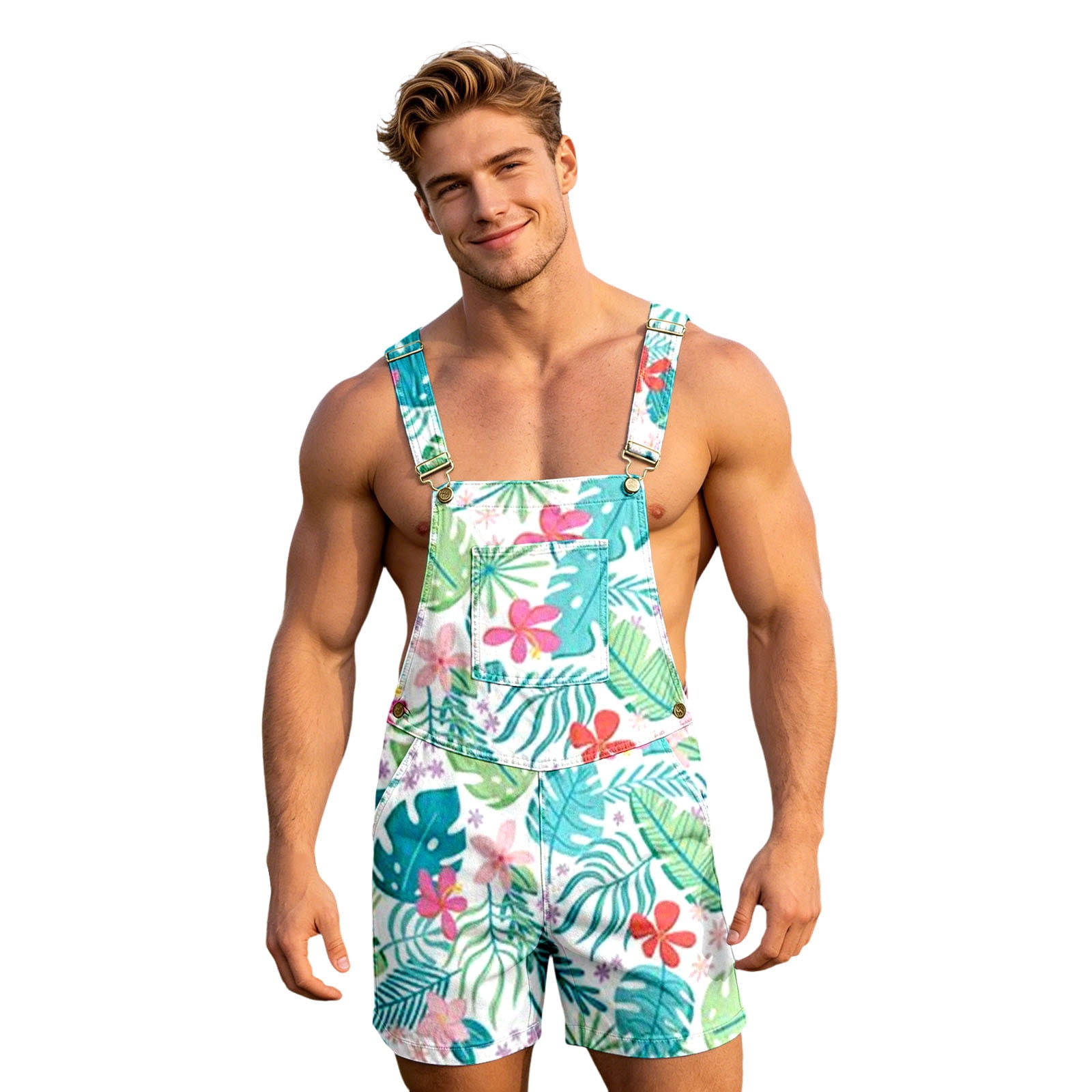 RMGVDSD Overalls for Men Fashion Summer Hawaiian Bib Overalls