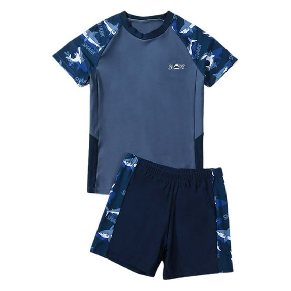 RMGVDSD Big Boys' Plus Size Swimwear Set Summer Short Sleeve Swimming Top And Boys Swim Trunks Beach Bathing Suits For Teens Cute Boy Swimsuit For 7-8 Years