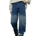 thumbnail image 1 of RMGVDSD Big Boys Relaxed Jeans Boys' Fashion Casual Straight Baggy Denim Pants Loose Trendy Boys Baggy Jeans For Kids Teens Retro Jeans 15-16 Years/Blue, 1 of 7