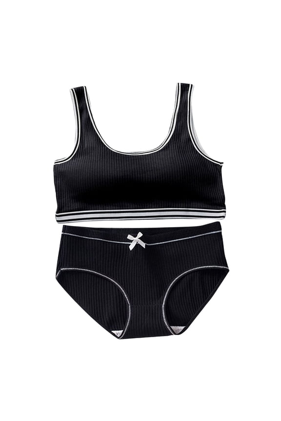 Big Girls Underwear Set Comfortable Breathable Bralettes Training Bras And Matching Panties Underpants Set for 8-13 Years