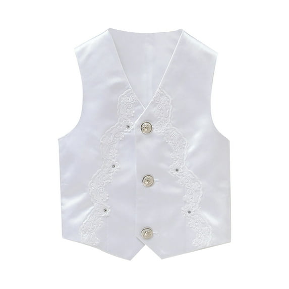 RMGVDSD Boy's 4 Button Formal Suit Vest Solid Slim Fit Dress Waistcoat Vests Slit Pockets & Adjustable Back Strap Handsome Boys Tee Tops for 2-3 Years