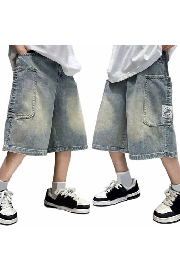 Boy's Baggy Jeans Jorts Denim Shorts For Big Kids Wide Leg Elastic Waist Pockets Summer Casual Denim Shorts For Teens Youth 5-6 Years