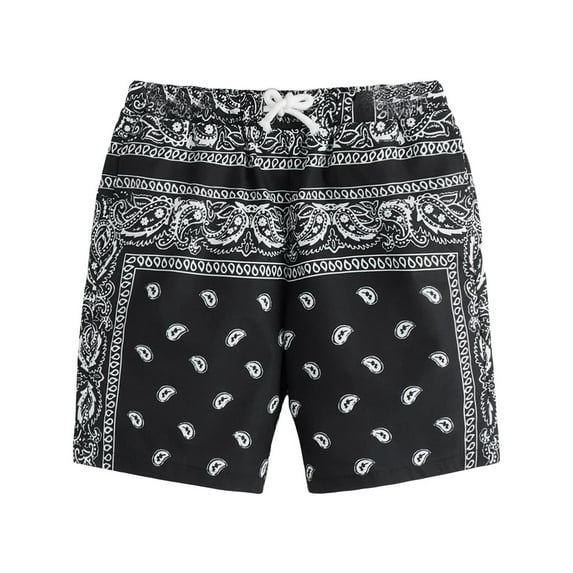 RMGVDSD Boy's Graphic Shorts Boys Summer Boho Print Shorts Kids Drawstring Elastic Waist Casual Shorts With Pockets Lightweight Breathable Beachwear 9-10 Years