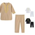 thumbnail image 1 of RMGVDSD Boys 2 Piece Ethnic Style Thobe Outfits Set Embroidery Long Sleeve Tunic Tops And Elastic Waist Pants Robe Suit Kids Festival Clothes 4-5 Years, 1 of 6