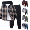 thumbnail image 1 of RMGVDSD Boys 2 Piece Outfit Sweatsuit Set Button Down Hoodie Plaid Sweatshirt Tops And Jogger Pants Sets Toddler Little Boys Fall Outfits 2-3 Years, 1 of 4