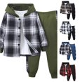 thumbnail image 1 of RMGVDSD Boys 2 Piece Outfit Sweatsuit Set Button Down Hoodie Plaid Sweatshirt Tops And Jogger Pants Sets Toddler Little Boys Fall Outfits 2-3 Years, 1 of 4