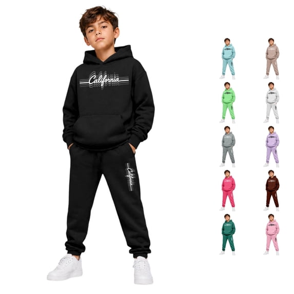 RMGVDSD Boys 2 Piece Sweatsuit Sets Casual Letter Print Hoodie Sweatshirts And Jogger Pants Fall Winter Outfits For School Casual Clothes 2-3 Years
