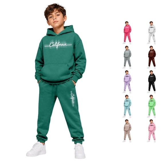 RMGVDSD Boys 2 Piece Sweatsuit Sets Casual Letter Print Hoodie Sweatshirts And Jogger Pants Fall Winter Outfits For School Casual Clothes 9-10 Years