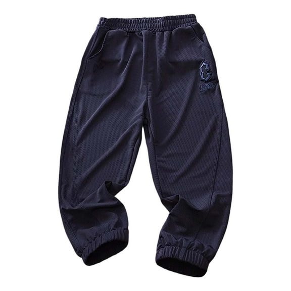 RMGVDSD Boys Active Pants Baggy Elastic Waist Mesh Pants Kids Lightweight Breathable Comfortable Summer Casual Outdoor Sports Trousers 9-10 Years/Navy