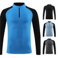 thumbnail image 1 of RMGVDSD Boys Athletic Shirts Kids Quarter Zip Long Sleeve Shirt Color Block Slim Fit Sporty Tops For Training And Running 11-12 Years, 1 of 4