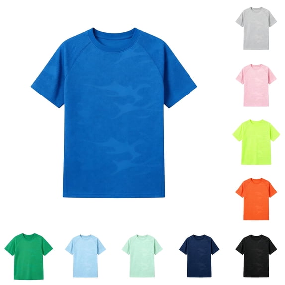 RMGVDSD Boys Athletic Short Sleeve T Shirts Kids Sports Performance Tees Tops Quick Dry Tshirts Lightweight Breathable T-Shirts 9-10 Years