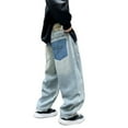 thumbnail image 1 of RMGVDSD Boys Baggy Jeans Wide Leg Jeans Fashion Straight Cargo Jeans Trousers Elastic Waist Trousers With Pockets Children Regular Fit Jeans 4-5 Years, 1 of 8