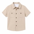 thumbnail image 1 of RMGVDSD Boys Button Down Shirts Short Sleeve Button Up Shirt With Pocket For Kids Solid Color Casual Shirts Lightweight Everyday Wear 11-12 Years, 1 of 4
