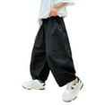 thumbnail image 1 of RMGVDSD Boys Cargo Jogger Pants Boys Baggy Cargo Pants Casual Loose Fit Elastic Waist Kids Pants Teenage Relaxed Fit Trousers With Pockets 5-6 Years/Black, 1 of 4