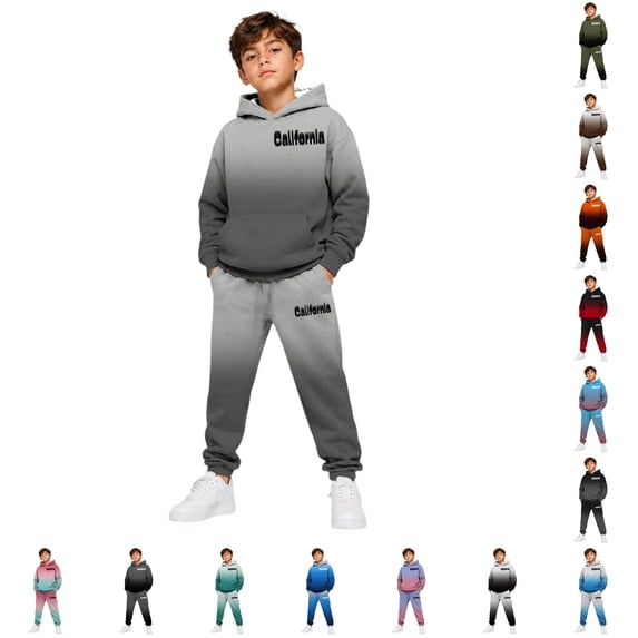 RMGVDSD Boys Clothes 2 Piece Clothing Sets Letter Graphic Hoodie Long Sleeve Sweatshirts And Sweatpants Fall Winter Outfits Sweatsuit Sets 13-14 Years