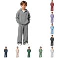 thumbnail image 1 of RMGVDSD Boys Clothes 2 Piece Fashion Fall Outfits Quarter Zip Hoodie Sweatshirts Wide Leg Sweatpants Solid Color Sweatsuit Sets With Pockets 10-11 Years, 1 of 7