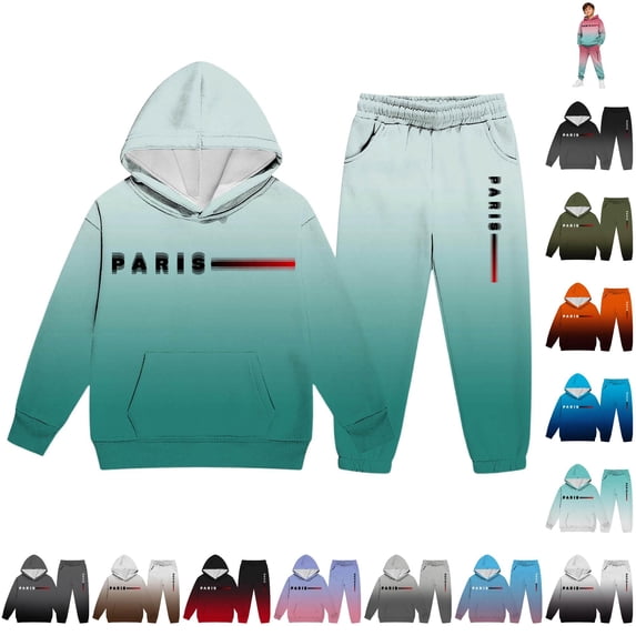 RMGVDSD Boys Clothes 2Pcs Outfits Letter Graphic Hoodie Sweatshirts And Sweatpants Suit Kids Hooded Tracksuit Jogger Sets Casual Wear 5-6 Years