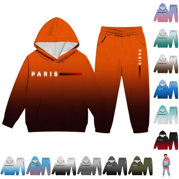 RMGVDSD Boys Clothes 2Pcs Outfits Letter Graphic Hoodie Sweatshirts And Sweatpants Suit Kids Hooded Tracksuit Jogger Sets Casual Wear 7-8 Years