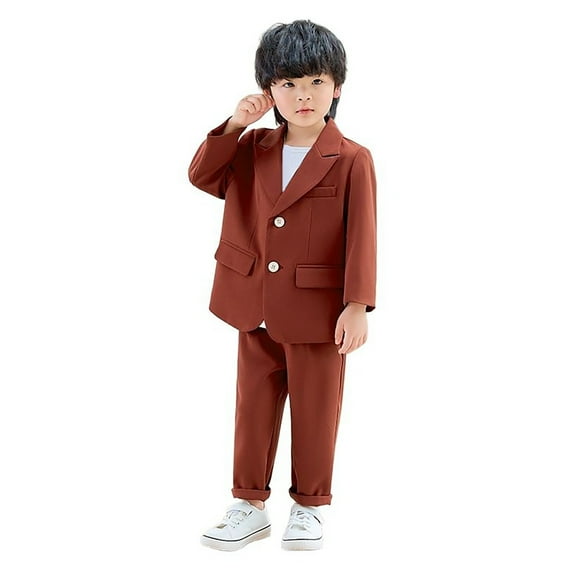 RMGVDSD Boys Clothes Formal Suit Boys Suits 3 Piece Outfits Tuxedo Suit Set Kids Casual Blazer Pants With Pants Necklace Set 18-24 Months