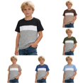 thumbnail image 1 of RMGVDSD Boys Color Block Short Sleeve Tee Shirts Kids Casual Crew Neck T Shirts Comfortable Basic Tshirt Children's Tops 10-11 Years, 1 of 4