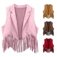 thumbnail image 1 of RMGVDSD Boys Girls Western Cowboy Cowgirl Outfits Open Front Fringe Vest Sleeveless Tassel Fringe Waistcoat Holiday Party Tops 11-12 Years, 1 of 4