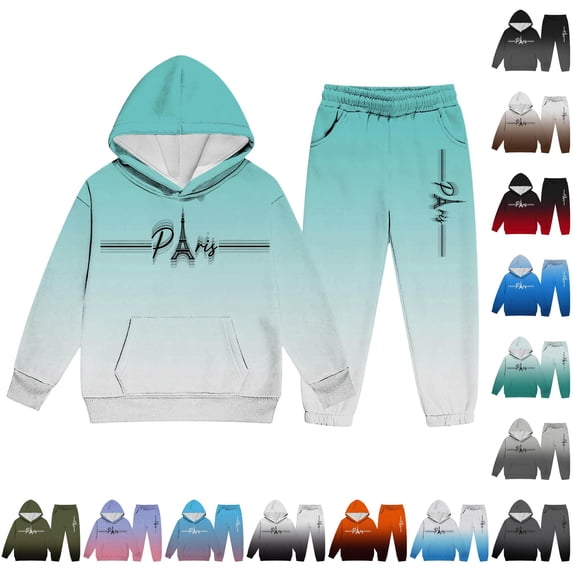RMGVDSD Boys Hoodie Pants Set Letter Print Hooded Sweatshirts Sweatpants Suit Fall Clothing Set 2 Piece Kids Casual Jogger Tracksuit Sets 5-6 Years
