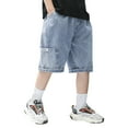 thumbnail image 1 of RMGVDSD Boys Jean Shorts Relaxed Fit Trousers Fashion Boys Denim Shorts Straight Leg Summer Casual Short Jeans With Pocket Kids Elastic Joggers, 1 of 6