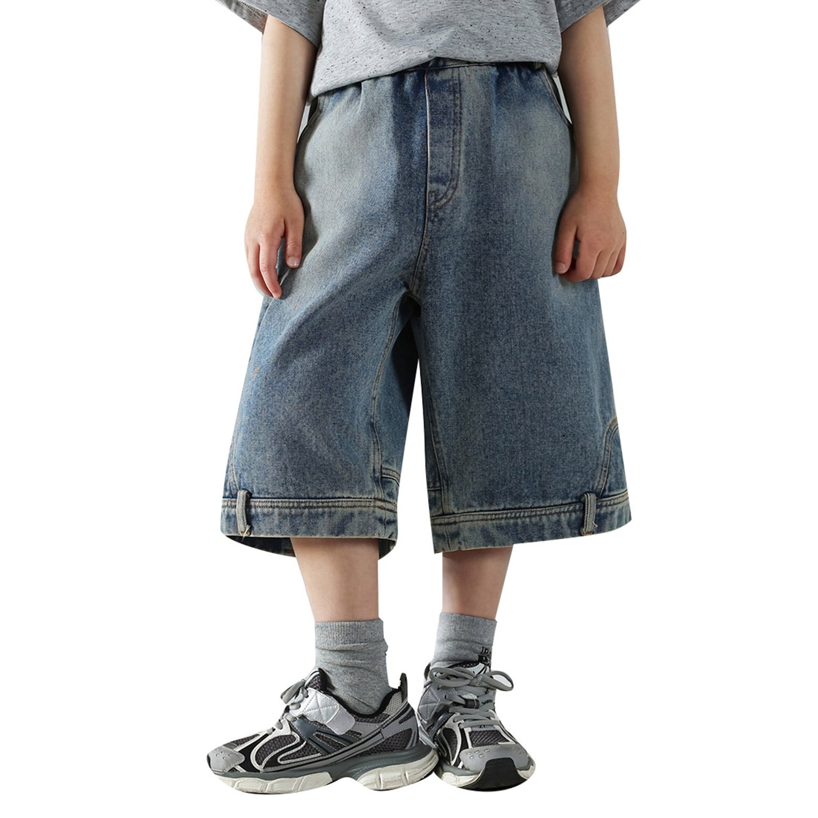 RMGVDSD Boys Jeans Shorts Summer Baggy Jorts Boy's Elastic