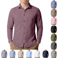 thumbnail image 1 of RMGVDSD Boys Long Sleeve Dress Shirts Textured Casual Shirt For Kids Button Down Shirts Formal School Uniform Tops Fall Clothes 11-12 Years, 1 of 5