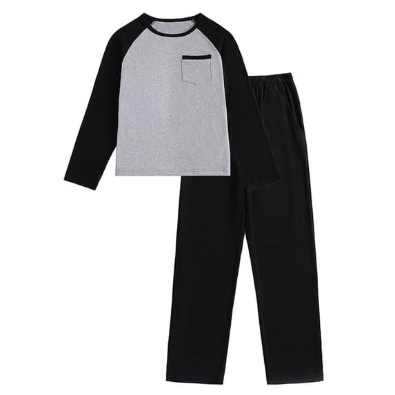 RMGVDSD Boys Pajamas 2 Piece Set Kids Sleepwear Color Block Long Sleeve Top and Pants Loose Loungewear Everyday Comfort Home Clothes 3-4 Years