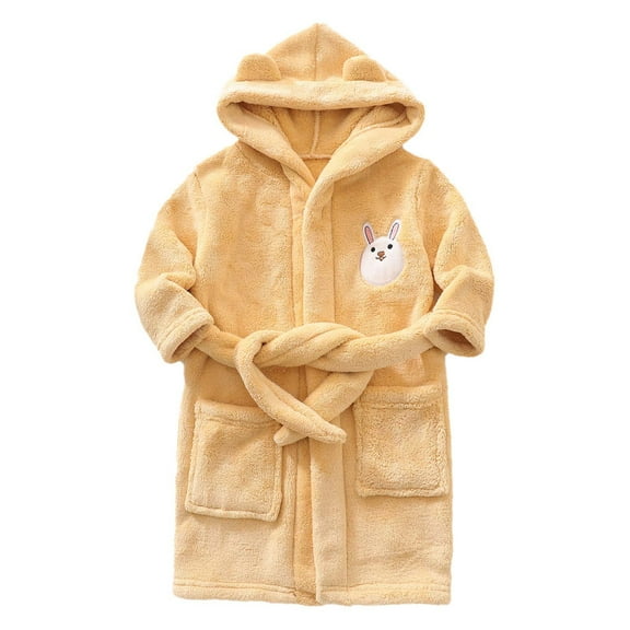 RMGVDSD Boys Pajamas Cute Pjs Sets Children's Long Sleeved Facecloth Cartoon Rabbit Hooded Warm Robe Pajamas Homewear Bathrobe 18-24 Months
