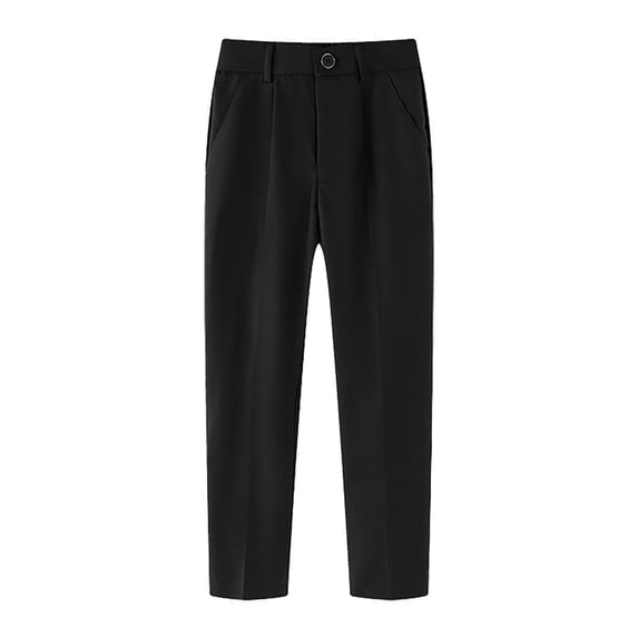 RMGVDSD Boys School Uniform Pants Boys' Flat Front Dress Pants With Pockets Formal Casual Trousers Solid Color Kids Straight Leg Trouser School Daily Wear 4-5 Years