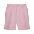 thumbnail image 1 of RMGVDSD Boys School Uniform Shorts Toddler Boys' Loose Fit Casual Shorts Breathable Solid Color Pleated And Rolled Suit Pants For Outdoor 4-5 Years/Pink, 1 of 2