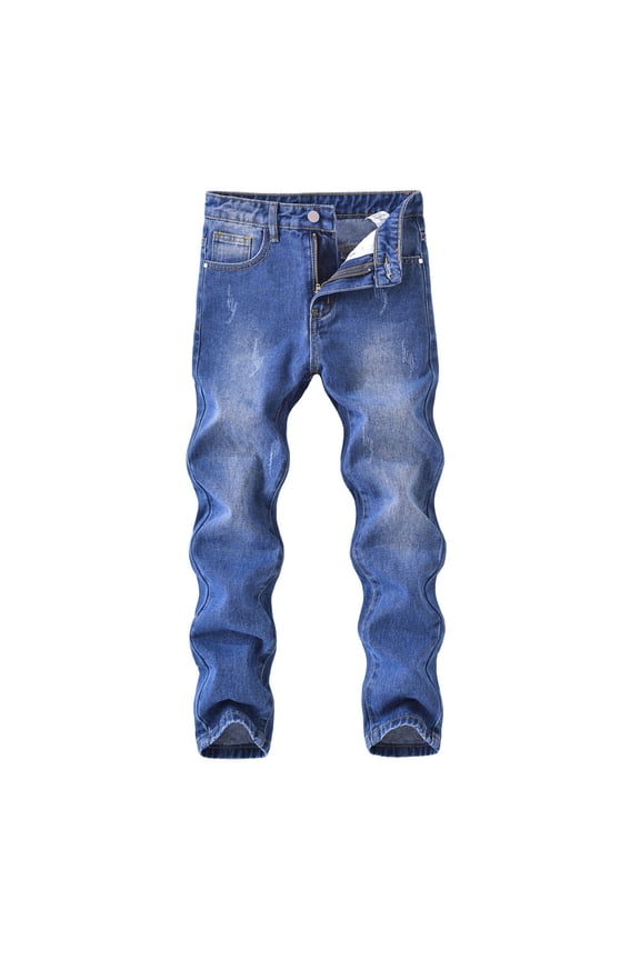Boys Skinny Fit Jeans Distressed Ripped Denim Pants Autumn High Street Fashion Trousers For Teen Big Kids Youth Comfortable Stretch Jeans Stylish Leisure 5-6 Years