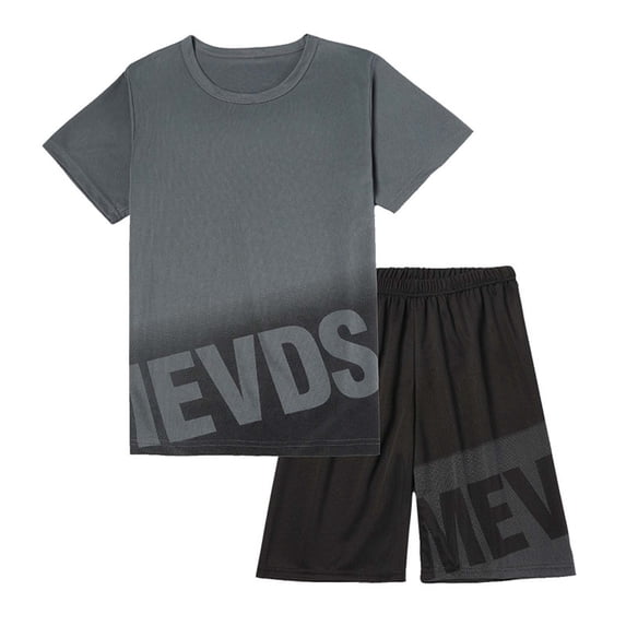 RMGVDSD Boys Summer Outfits Breathable Short Sleeve Tee Shirt And Athletic Shorts Set 2Pcs Baseball Active Outfit Running Casual Wear 13-14 Years