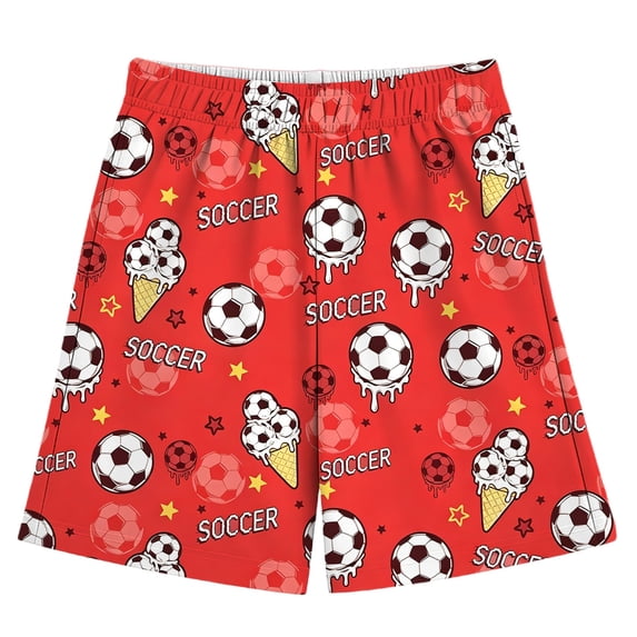 RMGVDSD Boys Swim Trunks Kids Swim Shorts Boys And Girls Football Ice Cream Printed Shorts Casual Beach Pants Bathing Suit Summer Bottoms 5-6 Years