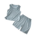 thumbnail image 1 of RMGVDSD Boys Toddler Summer Outfit Children's Vest Shorts Set Loose Boys Girls Thin Sleeveless Pajamas Round Neck Children's Home Wear Boys Casual Clothing For 3-4 Years, 1 of 4