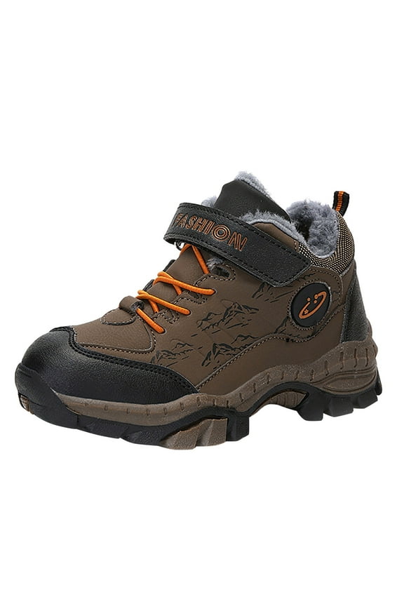 Boys Winter Boots Children Boys Snow Boots Plush Thickened Non Warm Little Big Kids Hiking Outdoor Shoes Climbing Sneakers Fashion Shoes 40
