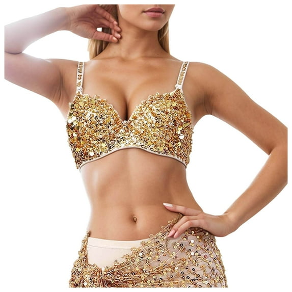 RMGVDSD Bralettes for Women Sequine Bras Belly Dance Festival Performance Party Club Wear Bra Top Sequined Bra Women Everyday Bras