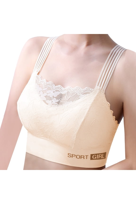 Bras for Women Breathable Seamless Lace Bra Bandeau Top With Removable Padding Support Comfort T-Shirt Bra Everyday Brassiere Stylish Tshirt Bras