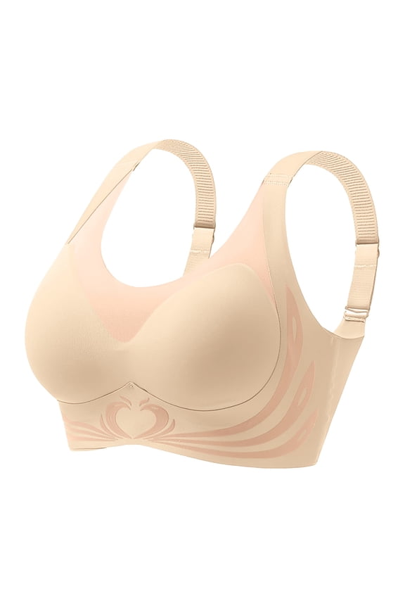 Bras for Women Soft Front Side Buckle Lace Edge No Underwire Movement Seamless Gathering Adjustment Yoga Sleep Large Bra Versatile T-shirt Bra