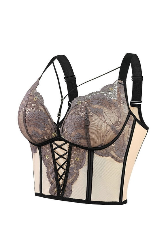 Bras for Women Soft Push Up Lace Bra Shapewear Corset Top Bustier Padded Support Bra Add One Cup Sagging Thick Brassieres Trendy Bralette