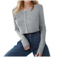 thumbnail image 1 of RMGVDSD Cardigan Sweaters For Women Long Sleeve Button Down Lightweight Ribbed Knit Tops Women's Cropped Cardigans Solid Color Loose Fit Basic Pullover Top /Grey, 1 of 8