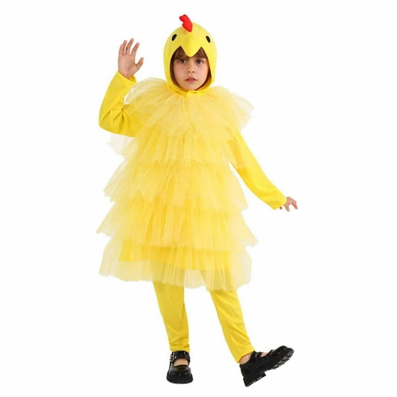 RMGVDSD Child Toddler Girls Clothes Cartoon Chicken Animal Outfit Sleeveless Tulle Tutu Dress With Hat Holiday Party Performance Outfits Girl Clothing Sets